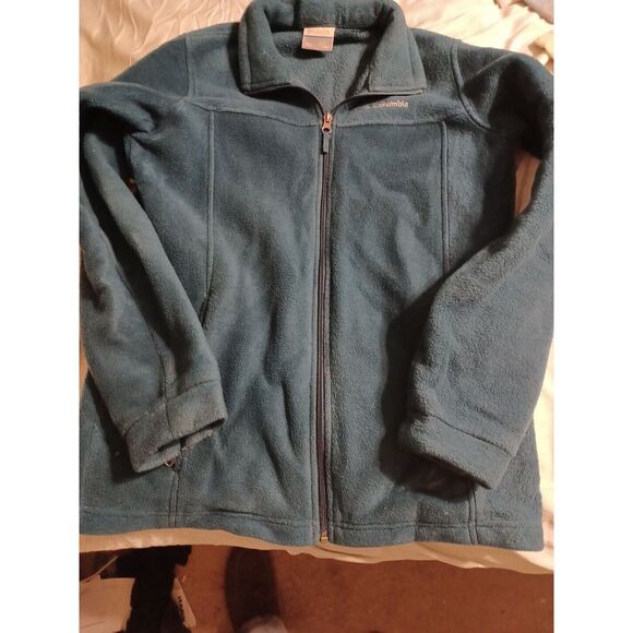 Columbia Teal‎ Blue/Green Full Zip Fleece Jacket Women's Large Pre-Owned - Picture 1 of 6